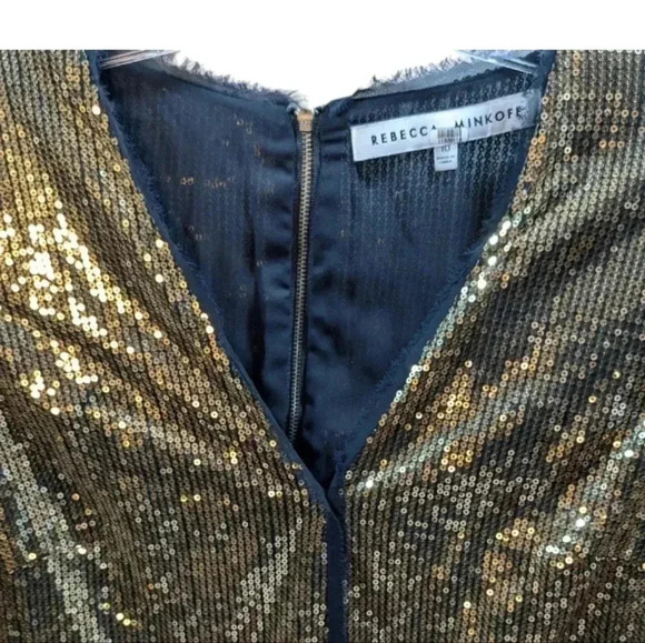 Rebecca Minkoff $248.00 Gold Sequin Sydney Dress, Size 10 Gold - Picture 12 of 12